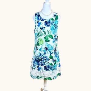 Eliza J Dress Floral Blue Green Cotton (12)